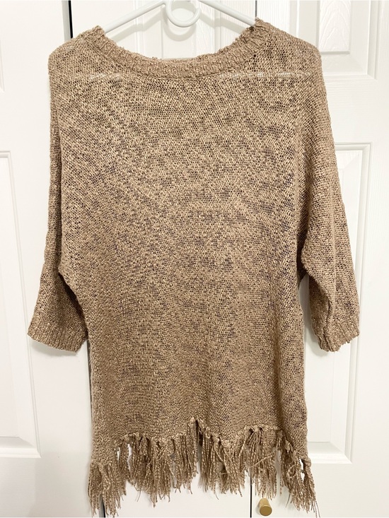 Signature Studio Sweaters - Signature Studio Tan Fringe-Hem Crewneck Sweater